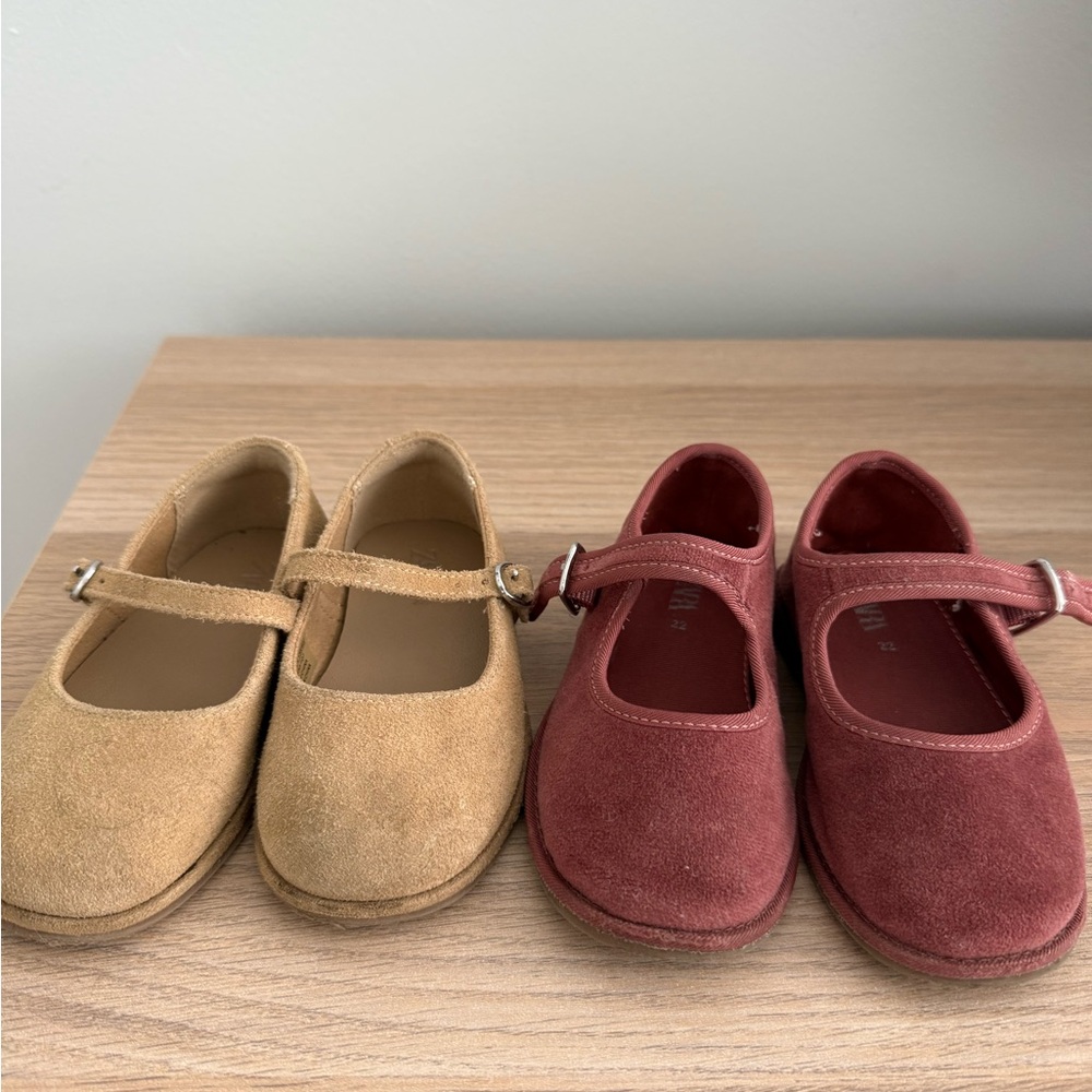Zara kids Suede Mary Jane Shoes - Tan and Red